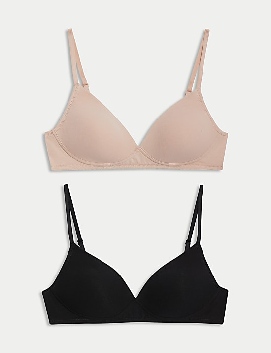2pk Cotton Rich Non Wired First Bras (A-D)