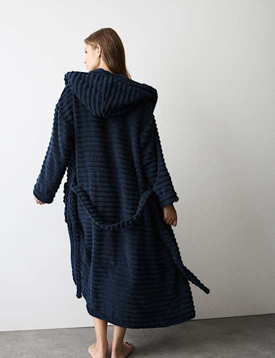 Pure Cotton Towelling Ribbed Dressing Gown