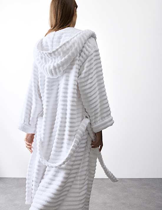 Pure Cotton Towelling Ribbed Dressing Gown