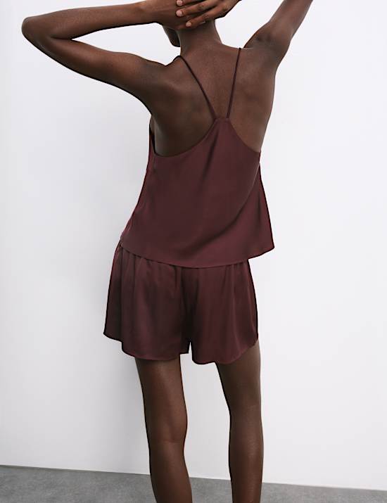 Ensemble pyjashort style caraco en satin