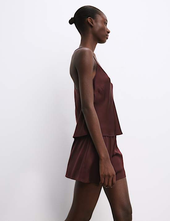 Ensemble pyjashort style caraco en satin