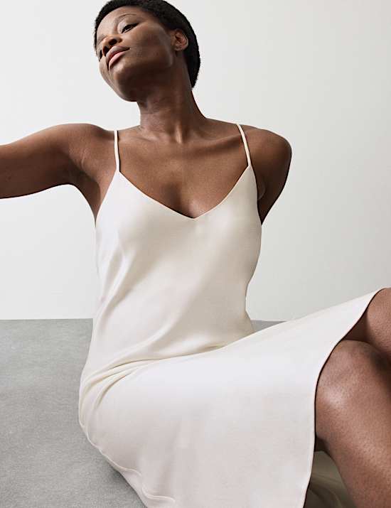 Satin Strappy Long Chemise