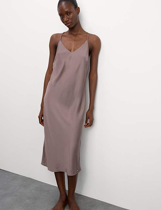 Satin Strappy Long Chemise