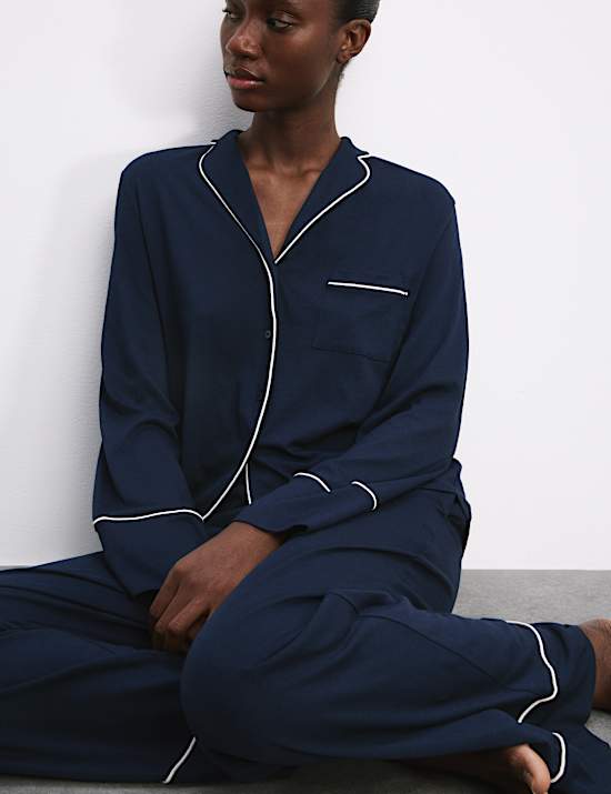 Ensemble pyjama en coton et modal à revers