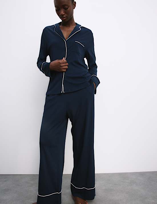 Ensemble pyjama en coton et modal à revers