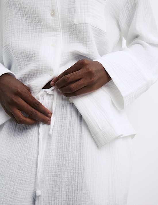 Ensemble pyjama en mousseline 100 % coton à revers