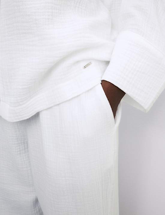 Ensemble pyjama en mousseline 100 % coton à revers