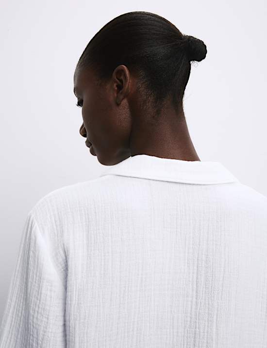 Chemise de nuit en mousseline 100 % coton texturé