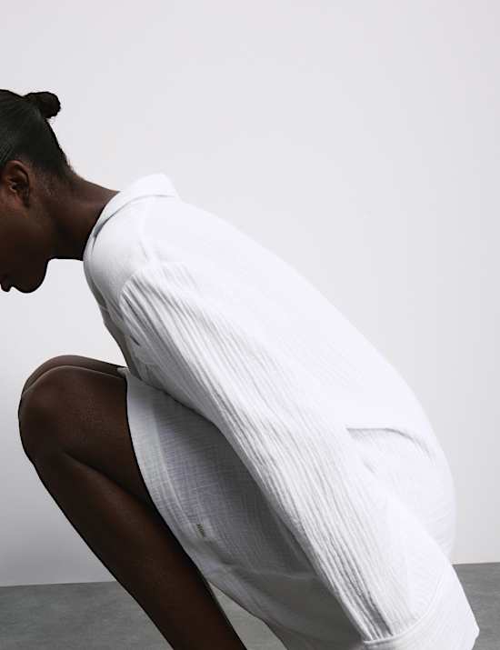 Chemise de nuit en mousseline 100 % coton texturé