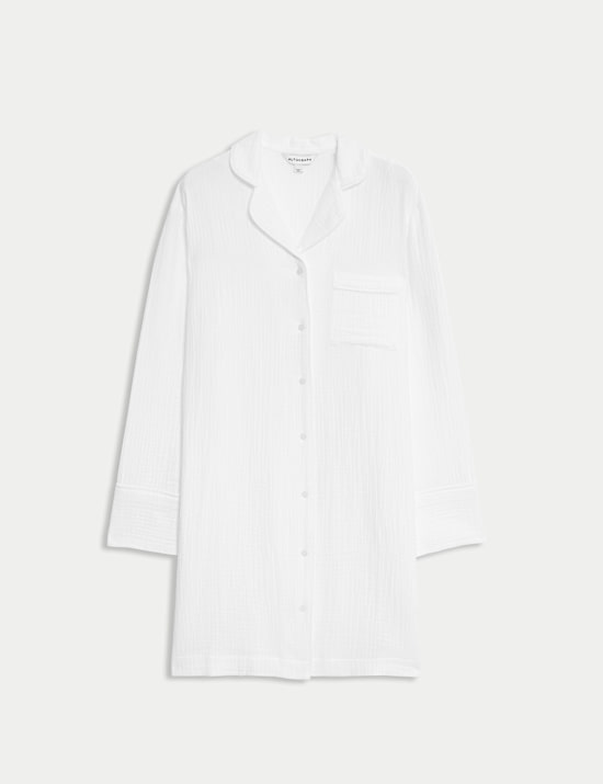 Chemise de nuit en mousseline 100 % coton texturé
