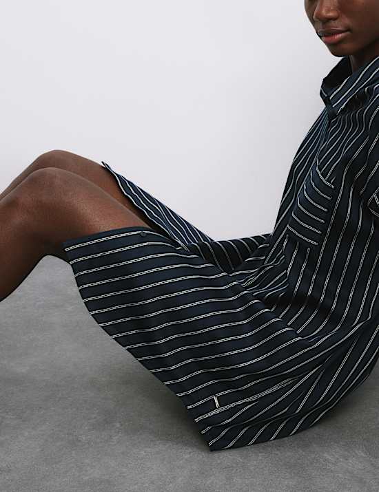 Chemise de nuit 100 % coton à rayures