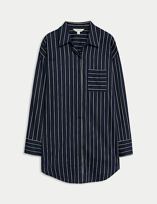 Chemise de nuit 100 % coton à rayures