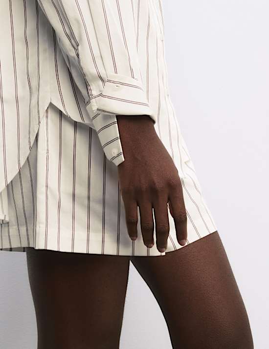 Ensemble en satin 100 % coton avec shorty à rayures