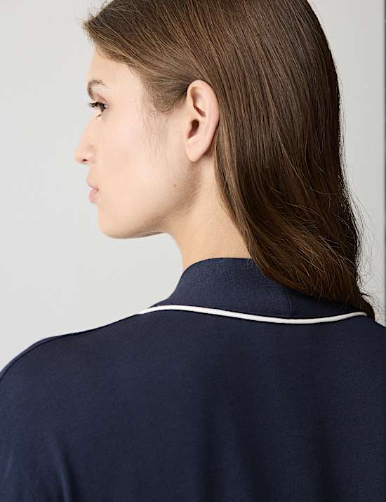 Robe de chambre coupe longue en coton et modal