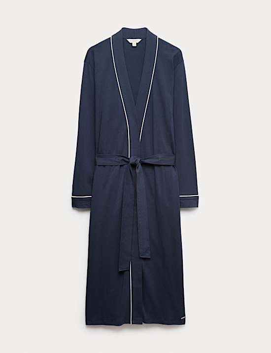 Robe de chambre coupe longue en coton et modal