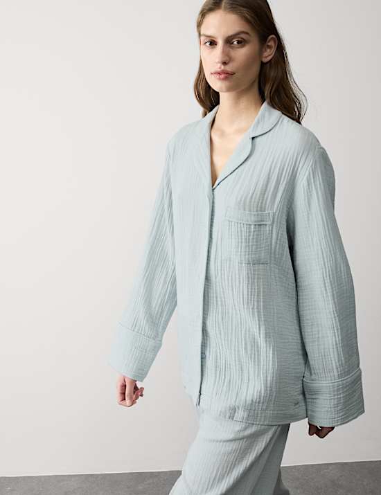 Pure Cotton Muslin Revere Pyjama Set