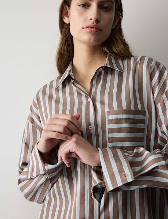 Pure Cotton Sateen Striped Pyjama Set