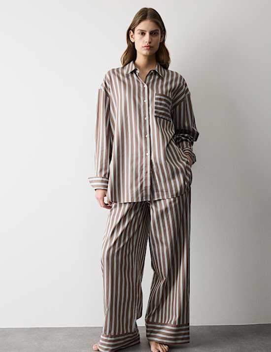 Pure Cotton Sateen Striped Pyjama Set