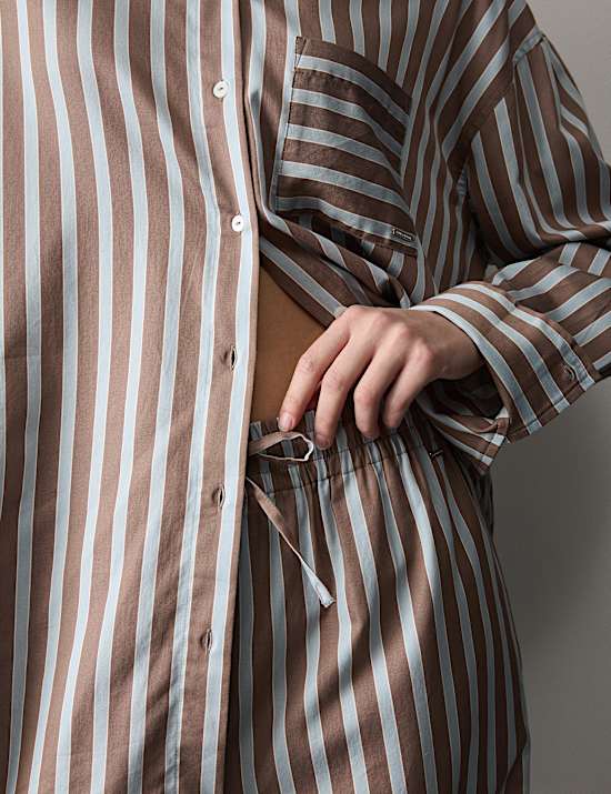 Pure Cotton Sateen Striped Pyjama Set