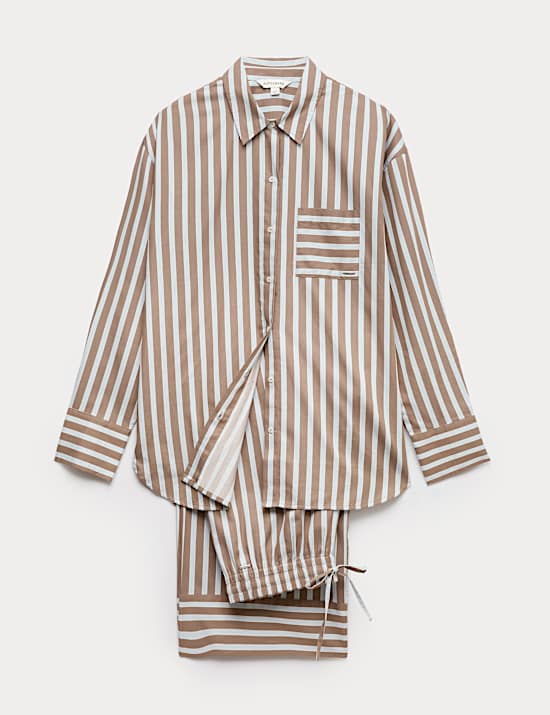 Pure Cotton Sateen Striped Pyjama Set