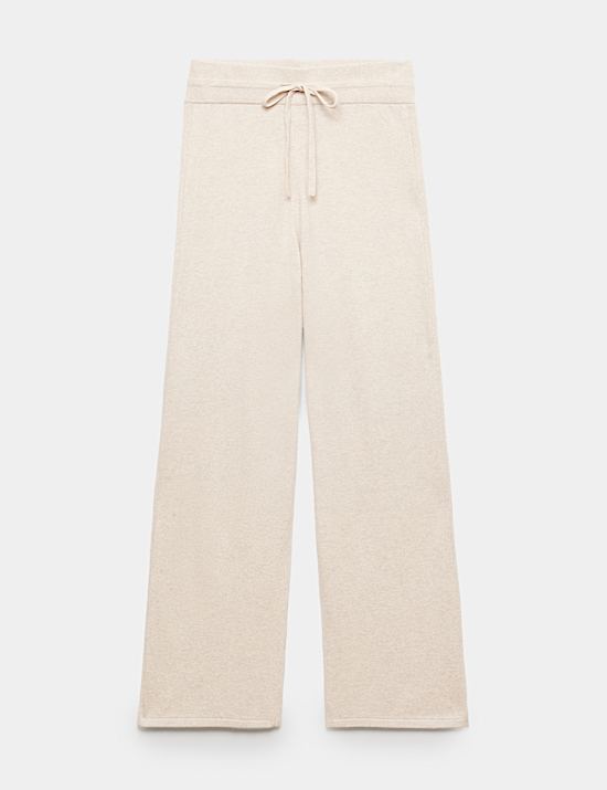Wool Blend Wide Leg Lounge Pants with Cashmere