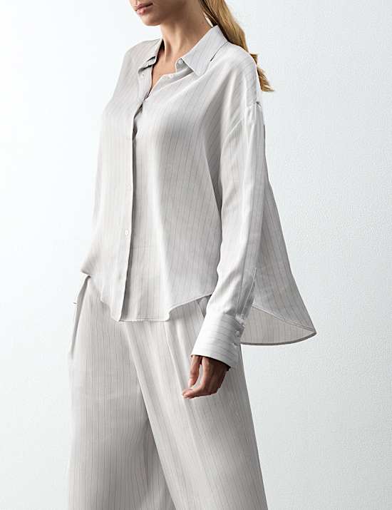 Satin Striped Revere Pyjama Set