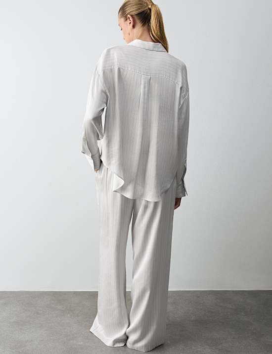 Satin Striped Revere Pyjama Set
