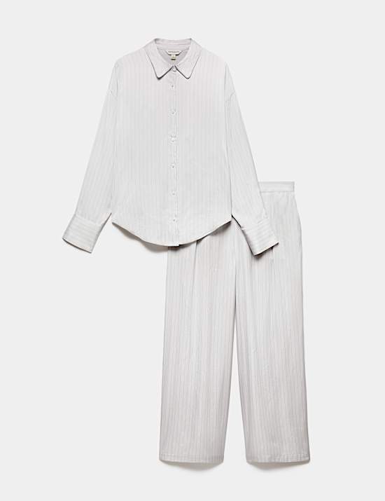 Satin Striped Revere Pyjama Set