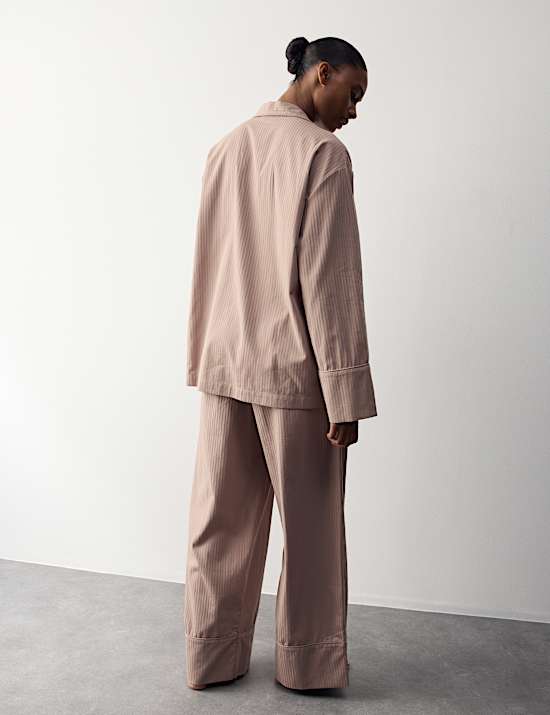 Pure Cotton Striped Revere Pyjama Set