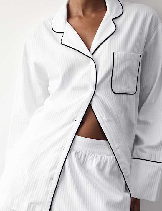Pure Cotton Striped Revere Pyjama Set