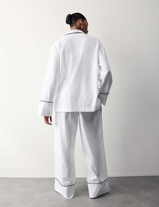 Pure Cotton Striped Revere Pyjama Set