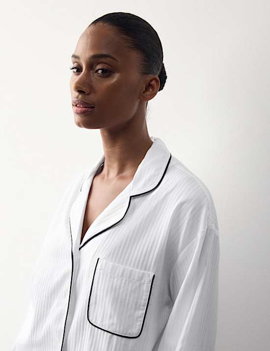 Pure Cotton Striped Revere Pyjama Set