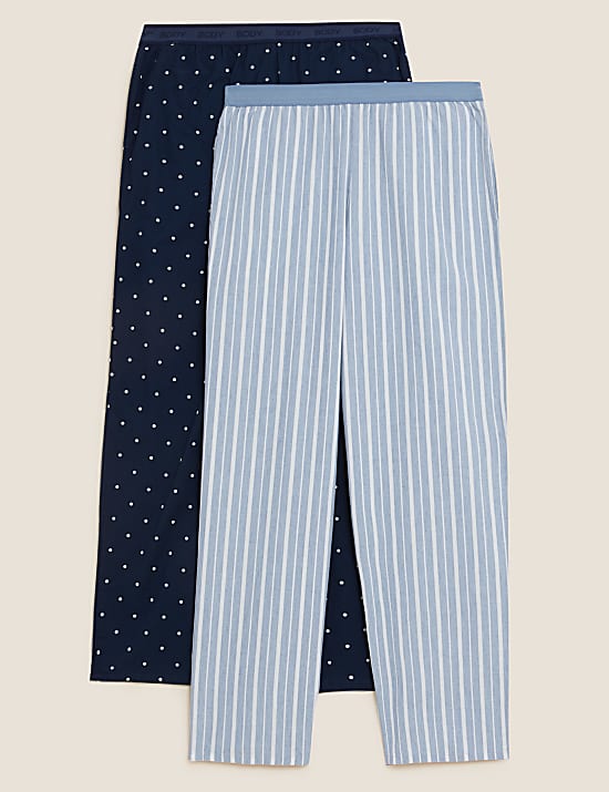 2pk Pure Cotton Pyjama Bottoms