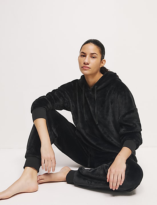 Faux Fur Fleece Cuffed Hem Lounge Joggers