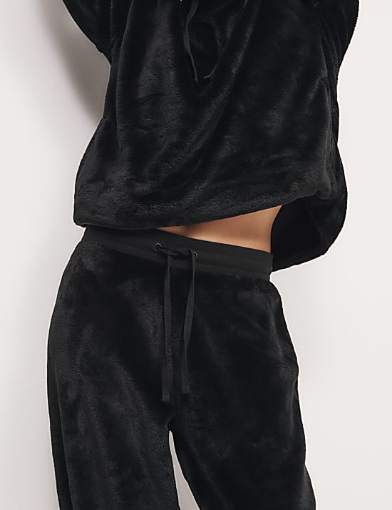 Faux Fur Fleece Cuffed Hem Lounge Joggers