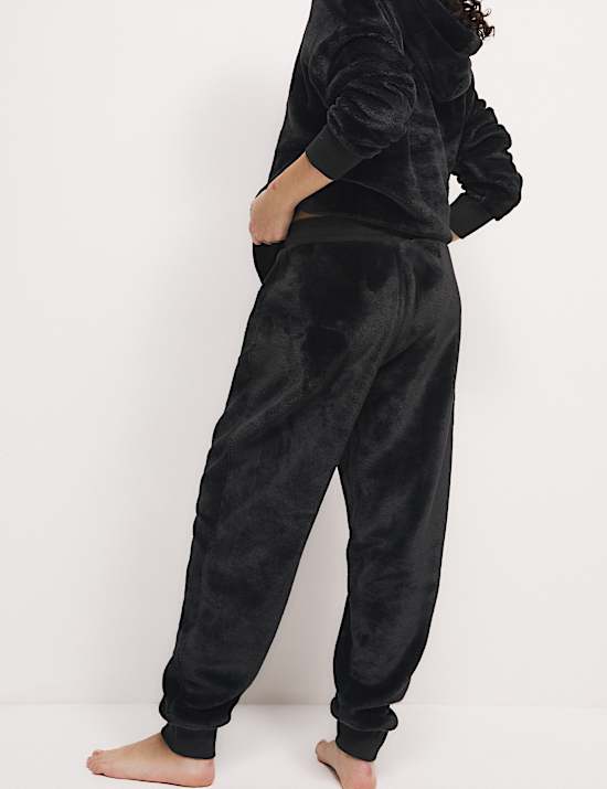 Faux Fur Fleece Cuffed Hem Lounge Joggers