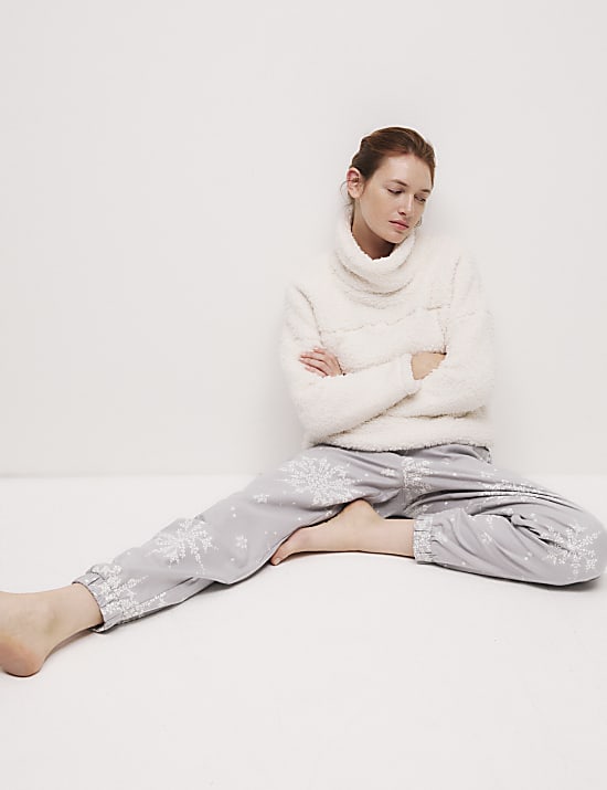 Pure Cotton Snowflake Pyjama Bottoms