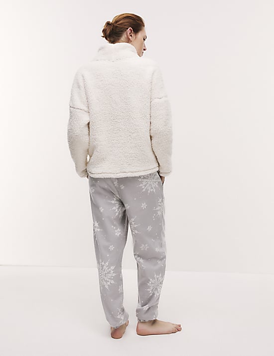 Pure Cotton Snowflake Pyjama Bottoms