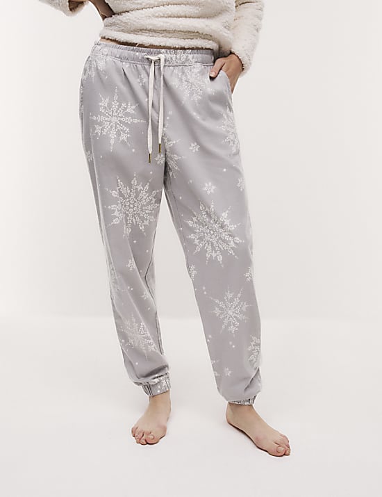 Pure Cotton Snowflake Pyjama Bottoms
