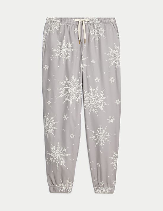 Pure Cotton Snowflake Pyjama Bottoms