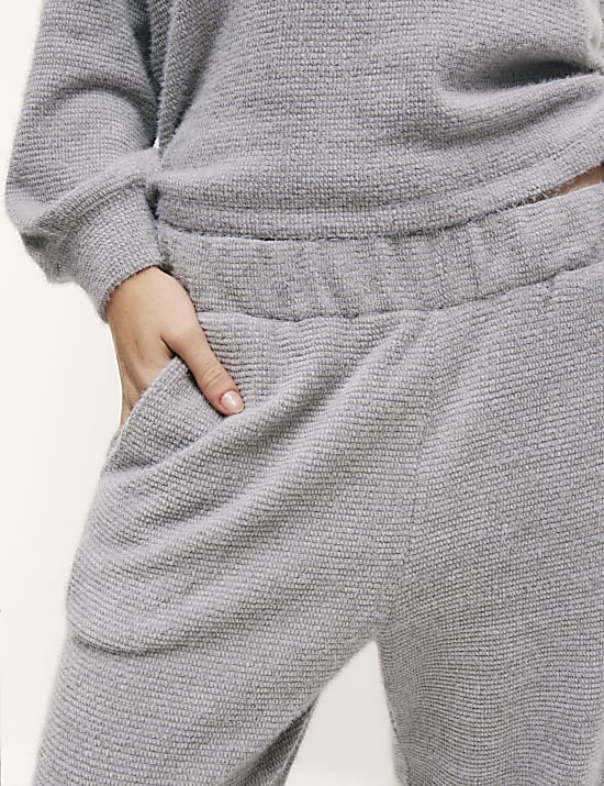 Feather Knit Cuffed Hem Joggers