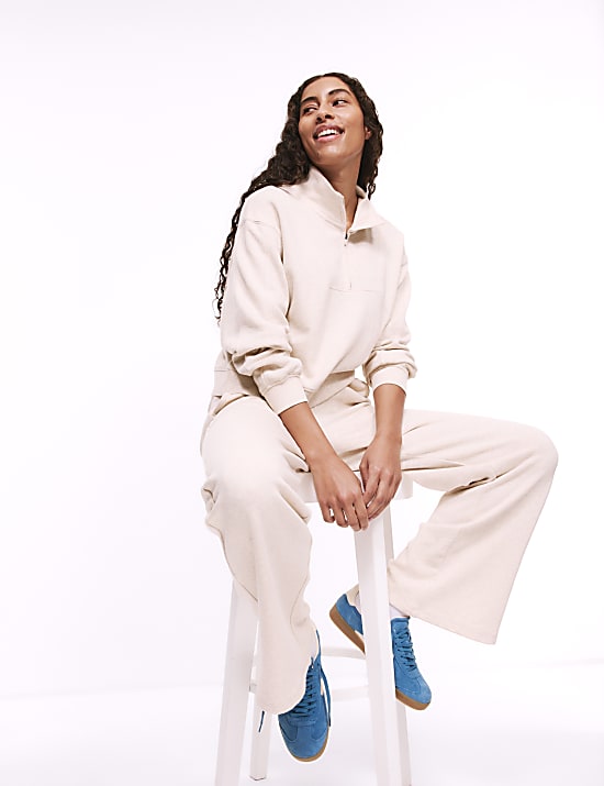 Pure Cotton Wide Leg Lounge Joggers