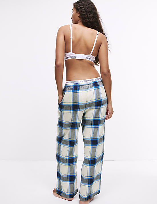 Καρό παντελόνι πιτζάμας με φαρδιά μπατζάκια από σύμμεικτο βαμβάκι