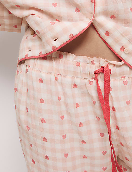 Cotton Rich Checked Heart Pyjama Bottoms