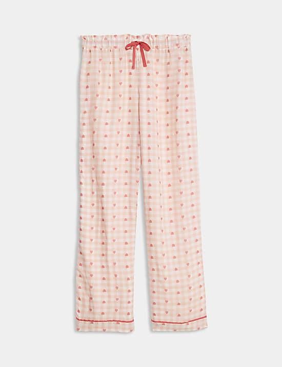 Cotton Rich Checked Heart Pyjama Bottoms
