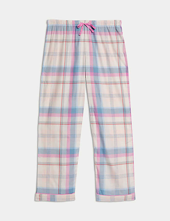 Cotton Blend Checked Pyjama Bottoms