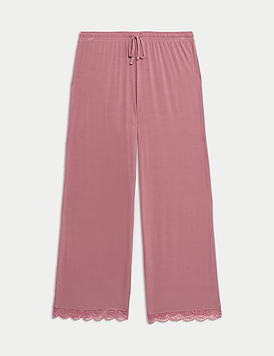 Parte de abajo de pijama Body Soft&trade; de pernera ancha con adorno de encaje