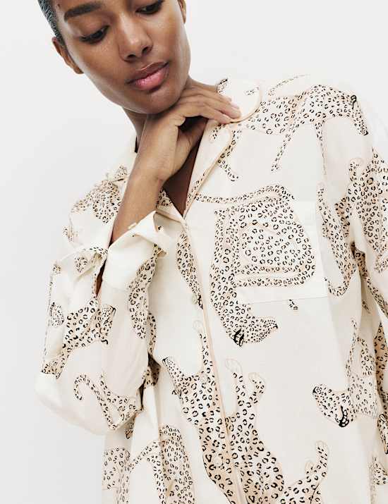 Schlafanzughose aus reiner Baumwolle mit Animalprint