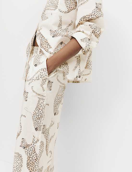 Schlafanzughose aus reiner Baumwolle mit Animalprint