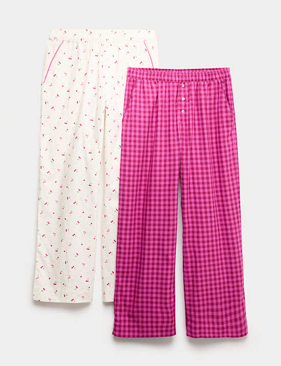 2pk Pure Cotton Printed Pyjama Bottoms